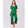 imageEkouaer Womens Capri Pajama Set Short Sleeve Top and Pants 2 Piece Sleepwear Floral Print Ladies Pjs SetsGreen Feather