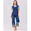 imageEkouaer Womens Capri Pajama Set Short Sleeve Top and Pants 2 Piece Sleepwear Floral Print Ladies Pjs SetsNavy Blue