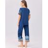 imageEkouaer Womens Capri Pajama Set Short Sleeve Top and Pants 2 Piece Sleepwear Floral Print Ladies Pjs SetsNavy Blue