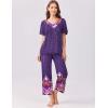 imageEkouaer Womens Capri Pajama Set Short Sleeve Top and Pants 2 Piece Sleepwear Floral Print Ladies Pjs SetsPurple