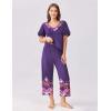 imageEkouaer Womens Capri Pajama Set Short Sleeve Top and Pants 2 Piece Sleepwear Floral Print Ladies Pjs SetsPurple