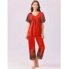 imageEkouaer Womens Capri Pajama Set Short Sleeve Top and Pants 2 Piece Sleepwear Floral Print Ladies Pjs SetsRed Feather