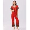 imageEkouaer Womens Capri Pajama Set Short Sleeve Top and Pants 2 Piece Sleepwear Floral Print Ladies Pjs SetsRed Feather
