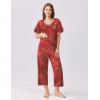 imageEkouaer Womens Capri Pajama Set Short Sleeve Top and Pants 2 Piece Sleepwear Floral Print Ladies Pjs SetsRed Flowers
