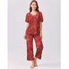 imageEkouaer Womens Capri Pajama Set Short Sleeve Top and Pants 2 Piece Sleepwear Floral Print Ladies Pjs SetsRed Flowers