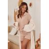 imageEkouaer Womens Pajama Set 2 Piece Knit Set Casual Lounge Set V Neck Pj Set Pullover and Shorts SweaterTan Color
