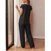 imageEkouaer Womens Pajama Sets Cap Sleeve Sleepwear Tops and Long Pants Comfy Pjs 2 Piece Lounge Set with Pockets SXXLBlack
