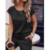 imageEkouaer Womens Pajama Sets Cap Sleeve Sleepwear Tops and Long Pants Comfy Pjs 2 Piece Lounge Set with Pockets SXXLBlack
