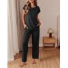 imageEkouaer Womens Pajama Sets Cap Sleeve Sleepwear Tops and Long Pants Comfy Pjs 2 Piece Lounge Set with Pockets SXXLBlack