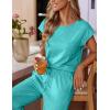 imageEkouaer Womens Pajama Sets Cap Sleeve Sleepwear Tops and Long Pants Comfy Pjs 2 Piece Lounge Set with Pockets SXXLCeramic Green