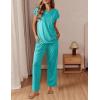 imageEkouaer Womens Pajama Sets Cap Sleeve Sleepwear Tops and Long Pants Comfy Pjs 2 Piece Lounge Set with Pockets SXXLCeramic Green