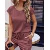 imageEkouaer Womens Pajama Sets Cap Sleeve Sleepwear Tops and Long Pants Comfy Pjs 2 Piece Lounge Set with Pockets SXXLDeep Red