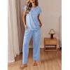 imageEkouaer Womens Pajama Sets Cap Sleeve Sleepwear Tops and Long Pants Comfy Pjs 2 Piece Lounge Set with Pockets SXXLLight Blue