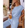 imageEkouaer Womens Pajama Sets Cap Sleeve Sleepwear Tops and Long Pants Comfy Pjs 2 Piece Lounge Set with Pockets SXXLLight Blue