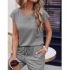 imageEkouaer Womens Pajama Sets Cap Sleeve Sleepwear Tops and Long Pants Comfy Pjs 2 Piece Lounge Set with Pockets SXXLLight Grey