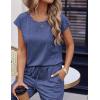 imageEkouaer Womens Pajama Sets Cap Sleeve Sleepwear Tops and Long Pants Comfy Pjs 2 Piece Lounge Set with Pockets SXXLNavy Blue