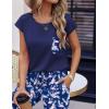 imageEkouaer Womens Pajama Sets Cap Sleeve Sleepwear Tops and Long Pants Comfy Pjs 2 Piece Lounge Set with Pockets SXXLNavy Blue Flamingo
