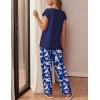 imageEkouaer Womens Pajama Sets Cap Sleeve Sleepwear Tops and Long Pants Comfy Pjs 2 Piece Lounge Set with Pockets SXXLNavy Blue Flamingo