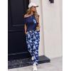 imageEkouaer Womens Pajama Sets Cap Sleeve Sleepwear Tops and Long Pants Comfy Pjs 2 Piece Lounge Set with Pockets SXXLNavy Blue Flamingo