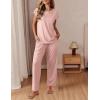 imageEkouaer Womens Pajama Sets Cap Sleeve Sleepwear Tops and Long Pants Comfy Pjs 2 Piece Lounge Set with Pockets SXXLPink Dots
