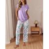 imageEkouaer Womens Pajama Sets Cap Sleeve Sleepwear Tops and Long Pants Comfy Pjs 2 Piece Lounge Set with Pockets SXXLPurple Flower