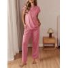 imageEkouaer Womens Pajama Sets Cap Sleeve Sleepwear Tops and Long Pants Comfy Pjs 2 Piece Lounge Set with Pockets SXXLPurple Red