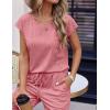 imageEkouaer Womens Pajama Sets Cap Sleeve Sleepwear Tops and Long Pants Comfy Pjs 2 Piece Lounge Set with Pockets SXXLPurple Red