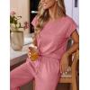imageEkouaer Womens Pajama Sets Cap Sleeve Sleepwear Tops and Long Pants Comfy Pjs 2 Piece Lounge Set with Pockets SXXLPurple Red