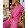 imageEkouaer Womens Pajama Sets Cap Sleeve Sleepwear Tops and Long Pants Comfy Pjs 2 Piece Lounge Set with Pockets SXXLRose Red