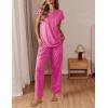 imageEkouaer Womens Pajama Sets Cap Sleeve Sleepwear Tops and Long Pants Comfy Pjs 2 Piece Lounge Set with Pockets SXXLRose Red