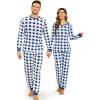 imageEkouaer Pajamas for Couple Matching Pjs Long Sleeve Plaid Sleepwear Soft Loungewear with Pockets SXXLPattern6blue Plaid