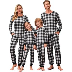 imageEkouaer Pajamas for Couple Matching Pjs Long Sleeve Plaid Sleepwear Soft Loungewear with Pockets SXXLPattern10grey Plaid