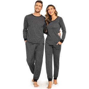 imageEkouaer Pajamas for Couple Matching Pjs Long Sleeve Plaid Sleepwear Soft Loungewear with Pockets SXXLPattern3grey Plaid