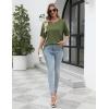 imageEkouaer 2 Pack Womens Pajama Tops Short Sleeve Oversized T Shirts Summer Spring Tops 2025 Basic Casual Tee Top SXXLArmy GreenBeige
