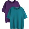 imageEkouaer 2 Pack Womens Pajama Tops Short Sleeve Oversized T Shirts Summer Spring Tops 2025 Basic Casual Tee Top SXXLBlue GreenPurple