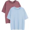 imageEkouaer 2 Pack Womens Pajama Tops Short Sleeve Oversized T Shirts Summer Spring Tops 2025 Basic Casual Tee Top SXXLClear BlueOld Rose