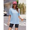 imageEkouaer 2 Pack Womens Pajama Tops Short Sleeve Oversized T Shirts Summer Spring Tops 2025 Basic Casual Tee Top SXXLClear BlueOld Rose