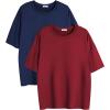 imageEkouaer 2 Pack Womens Pajama Tops Short Sleeve Oversized T Shirts Summer Spring Tops 2025 Basic Casual Tee Top SXXLNavyWine Red