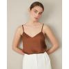 imageEkouaer 3 Pack Womens Silk Satin Tank Top V Neck Camisole Cami Spaghetti Strap Top Loose Sleeveless Blouses Tank ShirtBlackWhiteKhaki