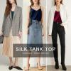 imageEkouaer 3 Pack Womens Silk Satin Tank Top V Neck Camisole Cami Spaghetti Strap Top Loose Sleeveless Blouses Tank ShirtBlackWhiteWine Red