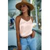 imageEkouaer 3 Pack Womens Silk Satin Tank Top V Neck Camisole Cami Spaghetti Strap Top Loose Sleeveless Blouses Tank ShirtWhiteChampagneRose Red