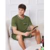 imageEkouaer Mens Pajamas Set Casual Short Sleeve Shirts and Shorts Soft 2 Piece Loungewear With PocketsArmy Green