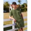 imageEkouaer Mens Pajamas Set Casual Short Sleeve Shirts and Shorts Soft 2 Piece Loungewear With PocketsArmy Green