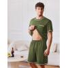 imageEkouaer Mens Pajamas Set Casual Short Sleeve Shirts and Shorts Soft 2 Piece Loungewear With PocketsArmy Green