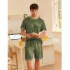 imageEkouaer Mens Pajamas Set Casual Short Sleeve Shirts and Shorts Soft 2 Piece Loungewear With PocketsArmy Green