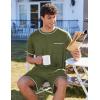 imageEkouaer Mens Pajamas Set Casual Short Sleeve Shirts and Shorts Soft 2 Piece Loungewear With PocketsArmy Green