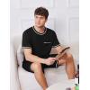 imageEkouaer Mens Pajamas Set Casual Short Sleeve Shirts and Shorts Soft 2 Piece Loungewear With PocketsBlack