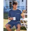 imageEkouaer Mens Pajamas Set Casual Short Sleeve Shirts and Shorts Soft 2 Piece Loungewear With PocketsBlue