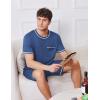 imageEkouaer Mens Pajamas Set Casual Short Sleeve Shirts and Shorts Soft 2 Piece Loungewear With PocketsBlue