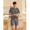 imageEkouaer Mens Pajamas Set Casual Short Sleeve Shirts and Shorts Soft 2 Piece Loungewear With PocketsDark Grey
